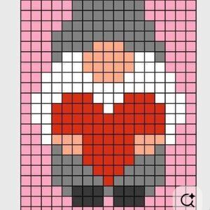 valentines perler bead gnome art